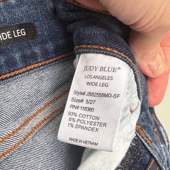 Judy Blue Dark Wash Wide Leg Jeans - Picture 4 of 6